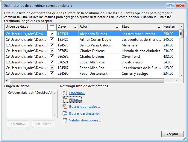 combinar word editar destinatarios
