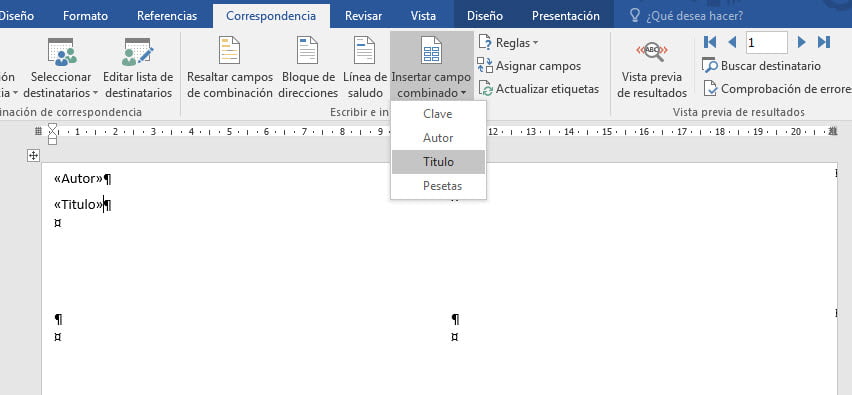 combina word insertar campos